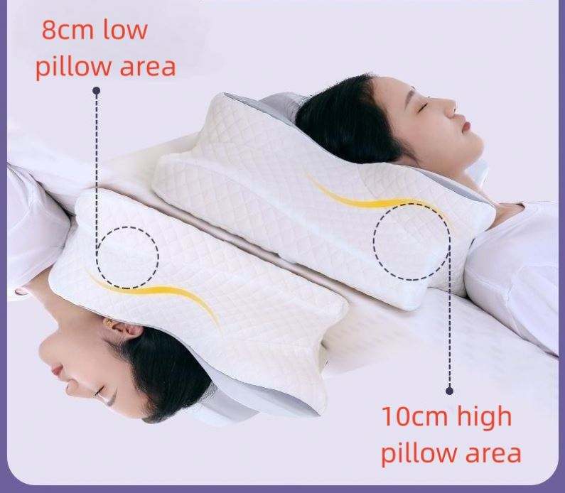 Cuscino cervicale ergonomico in memory foam: supporto ortopedico sagomato, inodore, ideale per alleviare il dolore al collo.