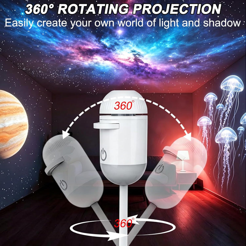 Proiettore olografico 5D Galassia e Oceano – Luce notturna LED smart con 24 pellicole, ideale per camera da letto e feste