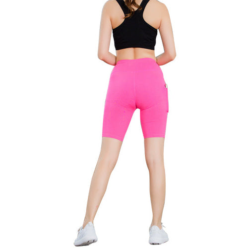 Pantaloncini da yoga per tutte le stagioni elastici con tasca per telefono