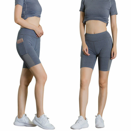 Pantaloncini da yoga per tutte le stagioni elastici con tasca per telefono