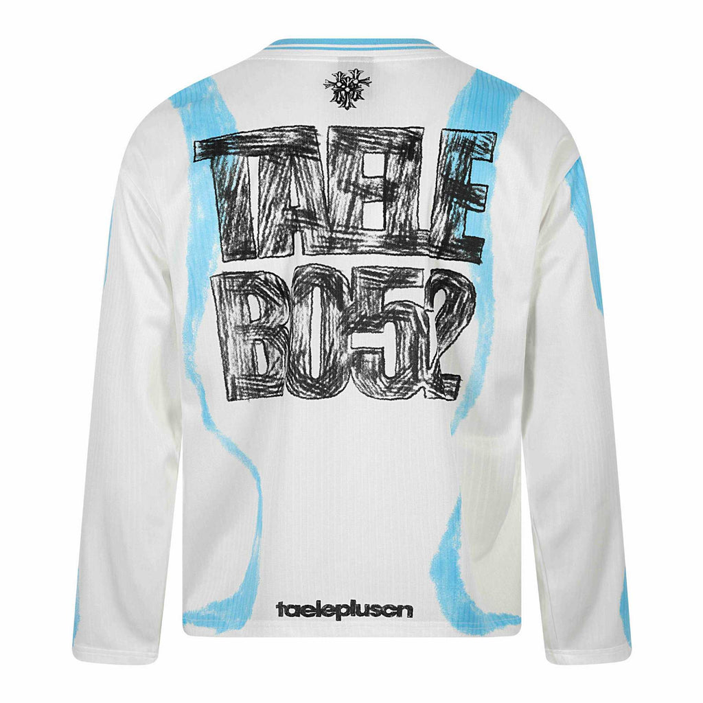 T-shirt da uomo con stampa graffiti casual e vestibilità ampia a maniche lunghe con collo rotondo