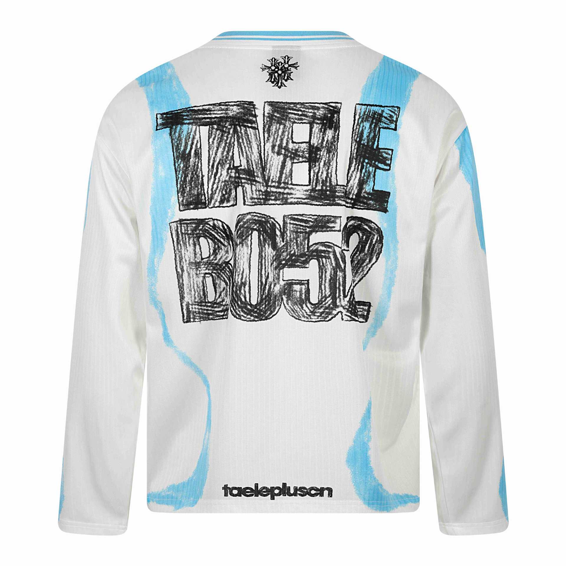 T-shirt da uomo con stampa graffiti casual e vestibilità ampia a maniche lunghe con collo rotondo