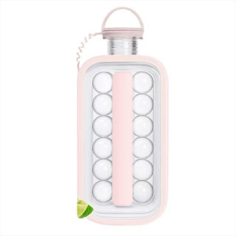Bottiglia 2-in-1 portatile e pieghevole per sfere di ghiaccio – Stampo in silicone e borraccia per cocktail, viaggi e palestra