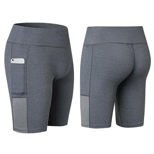 Pantaloncini da yoga per tutte le stagioni elastici con tasca per telefono