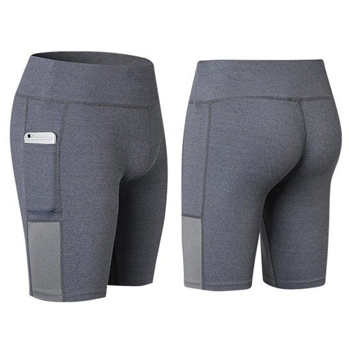 Pantaloncini da yoga per tutte le stagioni elastici con tasca per telefono