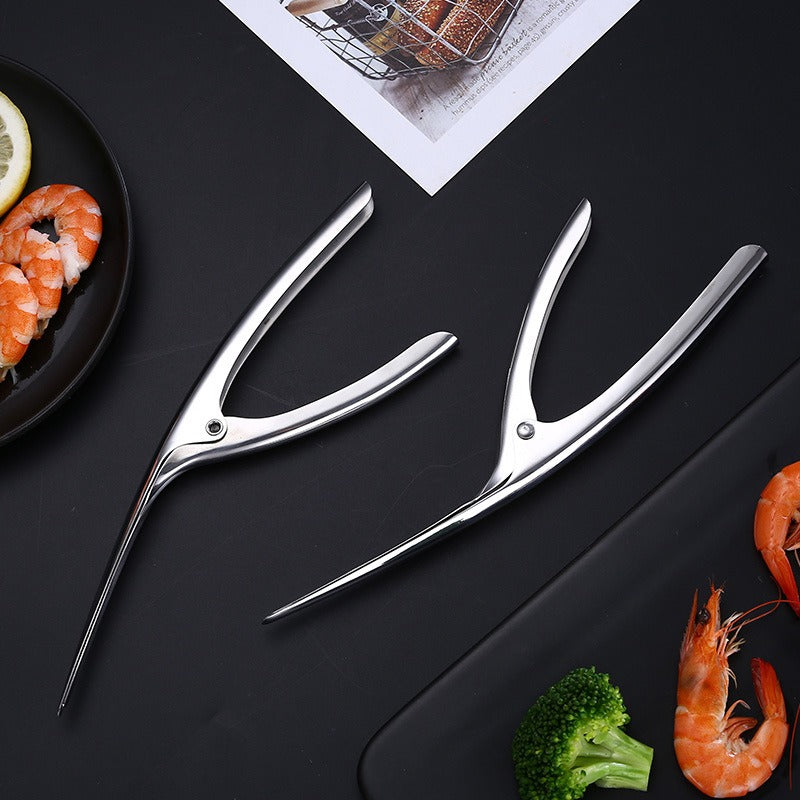 Strumento in acciaio inox per sgusciare gamberi – Pratica pinza per la pulizia di gamberi e gamberetti – Utensile da cucina per gamberi e gamberi di fiume
