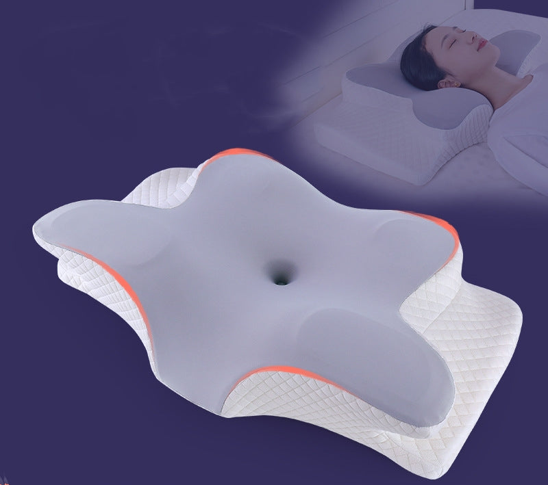 Cuscino cervicale ergonomico in memory foam: supporto ortopedico sagomato, inodore, ideale per alleviare il dolore al collo.