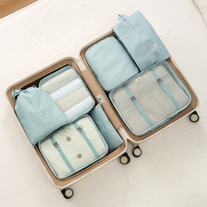 7-piece Travel Packing Cubes, Luggage Organizer Set with Shoe Bag for Clothes Storage