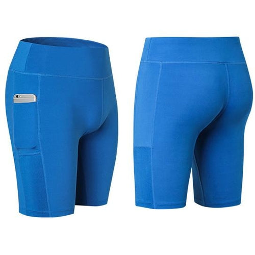 Pantaloncini da yoga per tutte le stagioni elastici con tasca per telefono