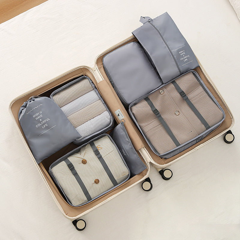 7 pezzi di cubi di imballaggio da viaggio, set di organizer per bagagli con borsa per scarpe per riporre i vestiti