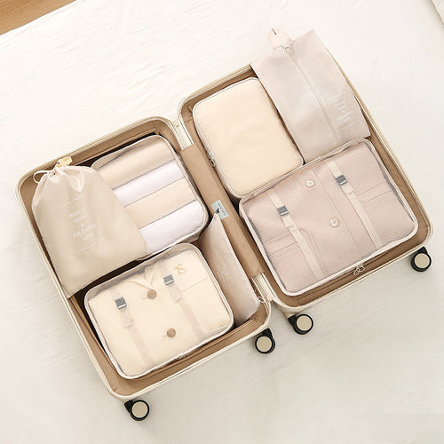 7 pezzi di cubi di imballaggio da viaggio, set di organizer per bagagli con borsa per scarpe per riporre i vestiti