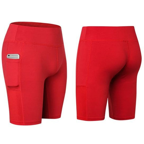 All-Season Stretchy Yoga Shorts with Phone Pocket