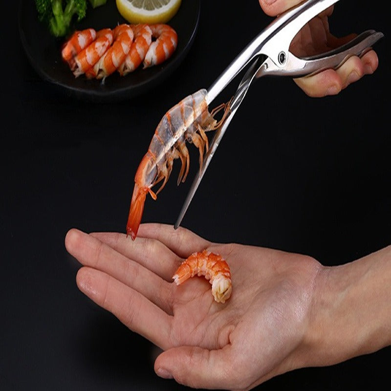 Strumento in acciaio inox per sgusciare gamberi – Pratica pinza per la pulizia di gamberi e gamberetti – Utensile da cucina per gamberi e gamberi di fiume