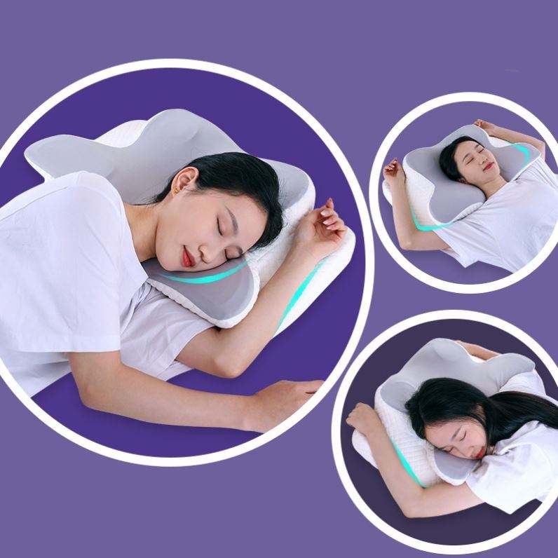 Cuscino cervicale ergonomico in memory foam: supporto ortopedico sagomato, inodore, ideale per alleviare il dolore al collo.