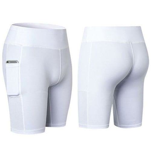 All-Season Stretchy Yoga Shorts with Phone Pocket
