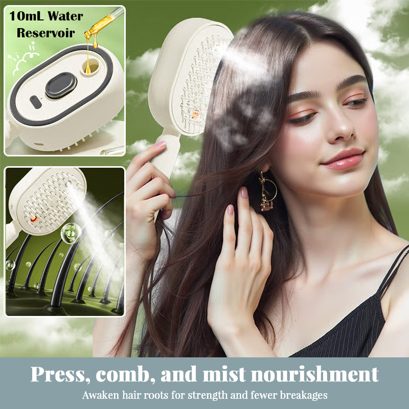 Spazzola per capelli elettrica a vapore con nebbia, pettine lisciante ionico per meno rotture e nessun residuo, strumento per lo styling dei capelli liscio e lucido