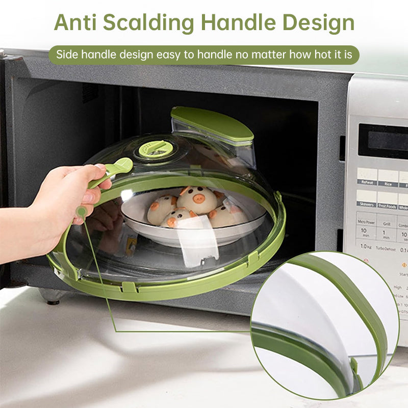 Coperchio per microonde trasparente, con funzione vapore e manico, diametro 25 cm (10 pollici), adatto a piatti – Accessorio da cucinat