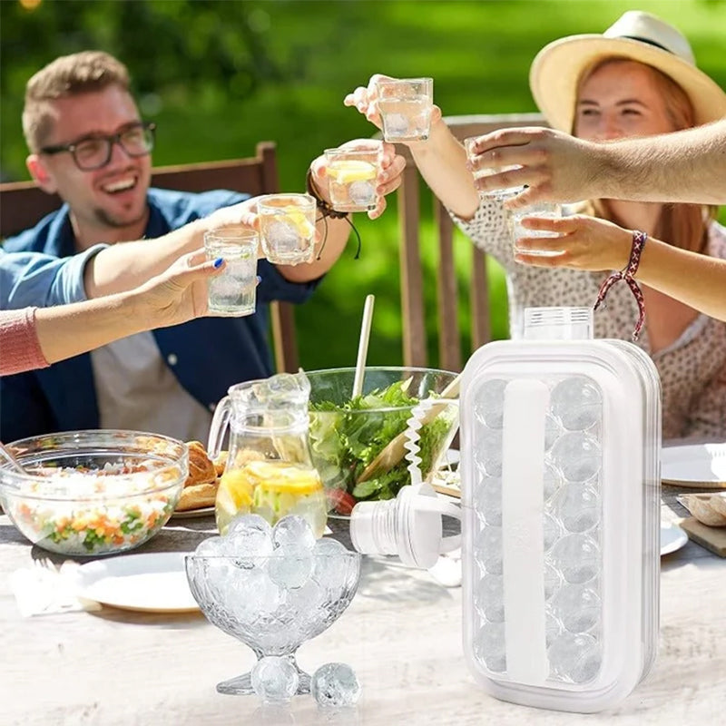 Bottiglia 2-in-1 portatile e pieghevole per sfere di ghiaccio – Stampo in silicone e borraccia per cocktail, viaggi e palestra