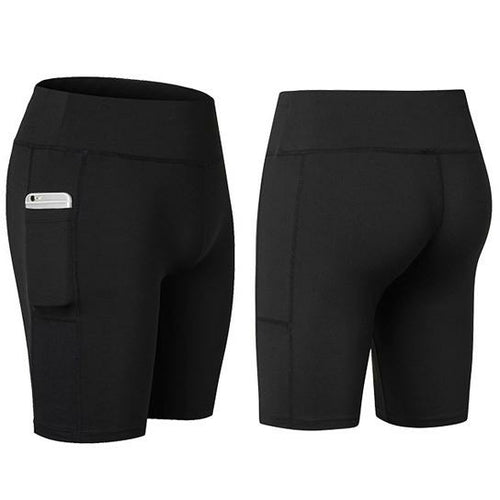 All-Season Stretchy Yoga Shorts with Phone Pocket