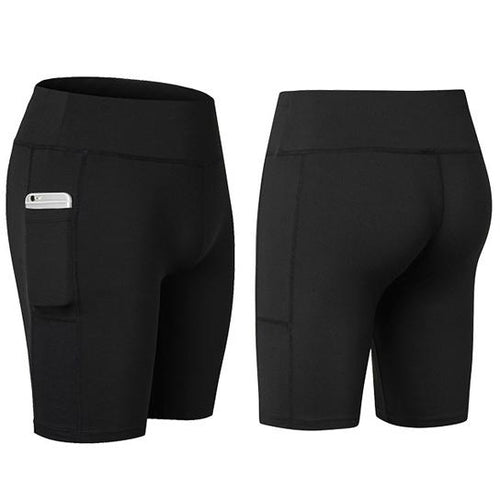 Pantaloncini da yoga per tutte le stagioni elastici con tasca per telefono