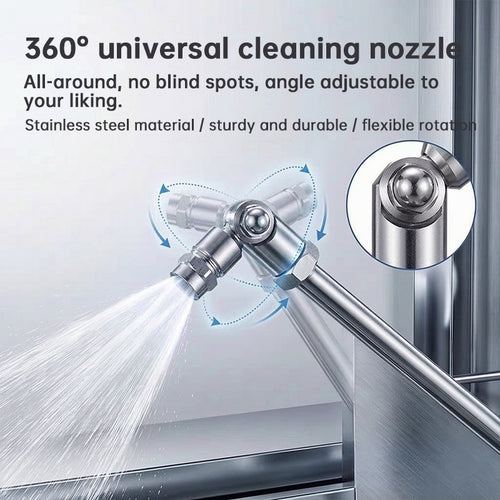Stainless Steel Pressure Washer Extension Wand, compatible with standard pressure washers, with adjustable rotating nozzle
