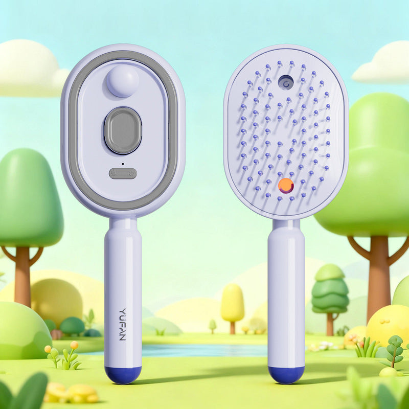 Electric Hair Steamer Brush with Mist, Ionic Straightening Comb for Less Breakage & No Residue, Smooth & Shiny Hair Styling Tool