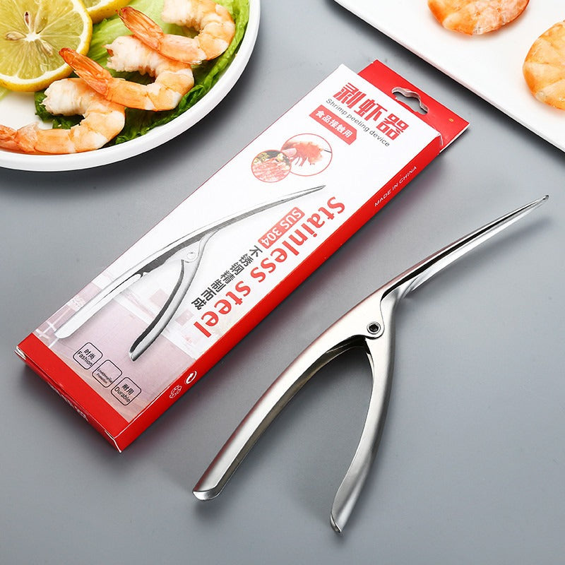 Strumento in acciaio inox per sgusciare gamberi – Pratica pinza per la pulizia di gamberi e gamberetti – Utensile da cucina per gamberi e gamberi di fiume