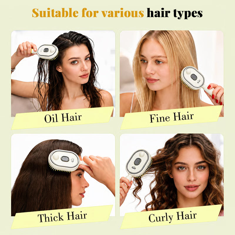 Spazzola per capelli elettrica a vapore con nebbia, pettine lisciante ionico per meno rotture e nessun residuo, strumento per lo styling dei capelli liscio e lucido