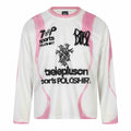 T-shirt da uomo con stampa graffiti casual e vestibilità ampia a maniche lunghe con collo rotondo