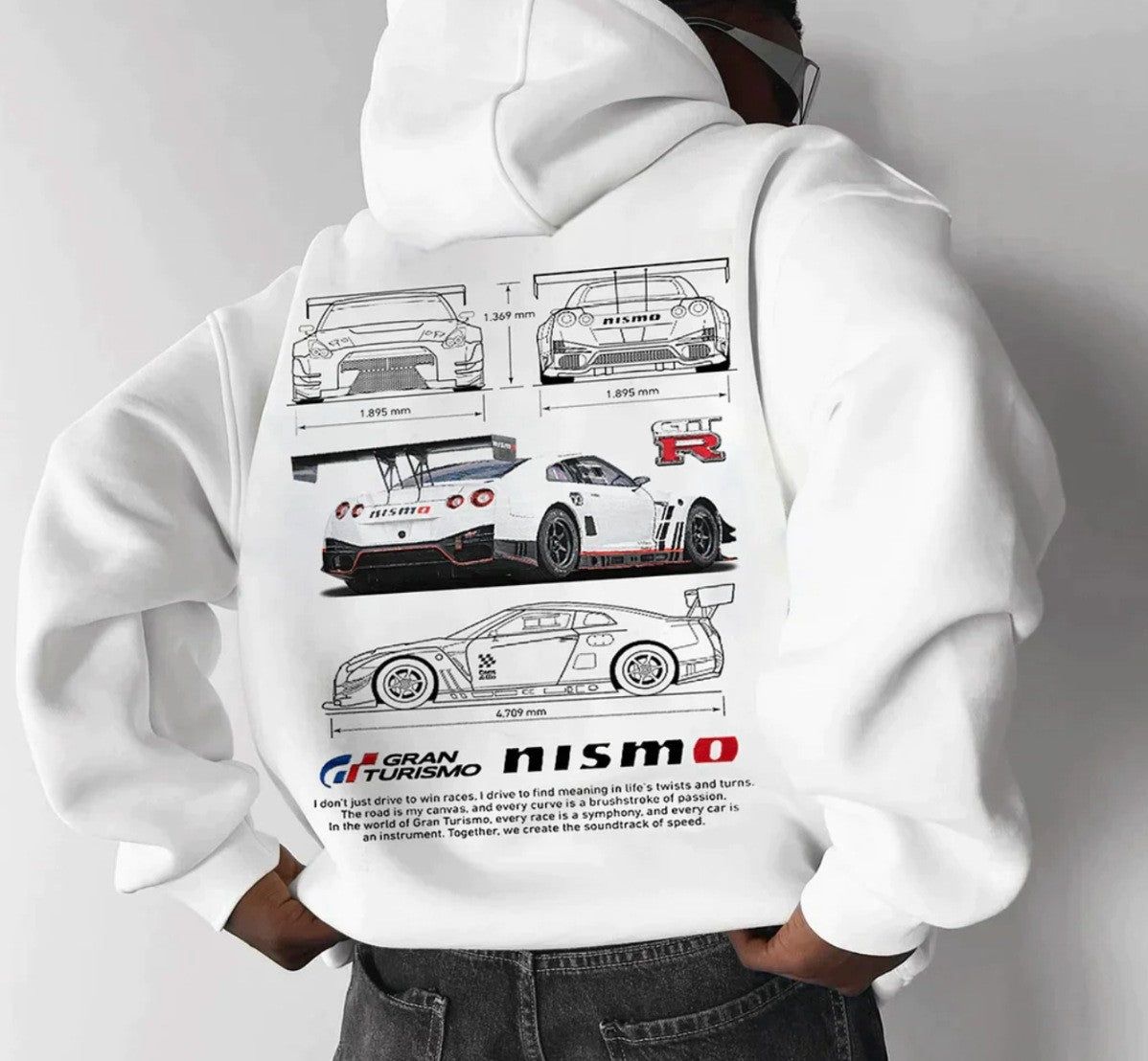 Men's Casual Car Print Hoodie with Heart Pattern, Fashionable Hoodie