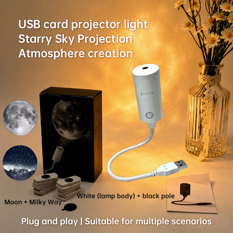Proiettore di stelle USB – Plug & Play, motivi intercambiabili per camera da letto e soggiorno