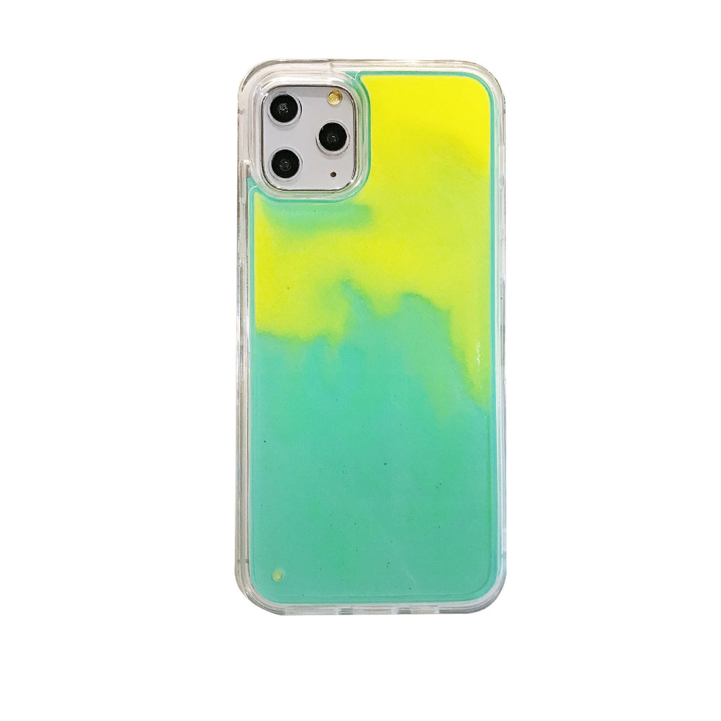 Custodia in tinta unita con sabbia liquida per iPhone 17 Pro Max, cover protettiva che si illumina al buio per Apple 16, 15, 14