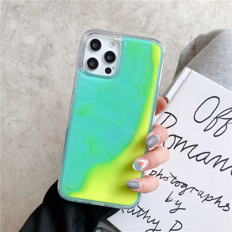 Solid Color Liquid Sand Case for iPhone 17 Pro Max, Glow-in-the-Dark Protective Cover for Apple 16, 15, 14