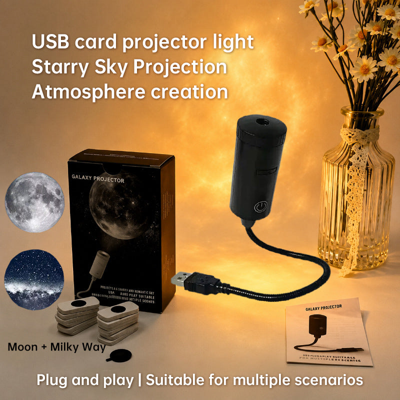 Proiettore di stelle USB – Plug & Play, motivi intercambiabili per camera da letto e soggiorno