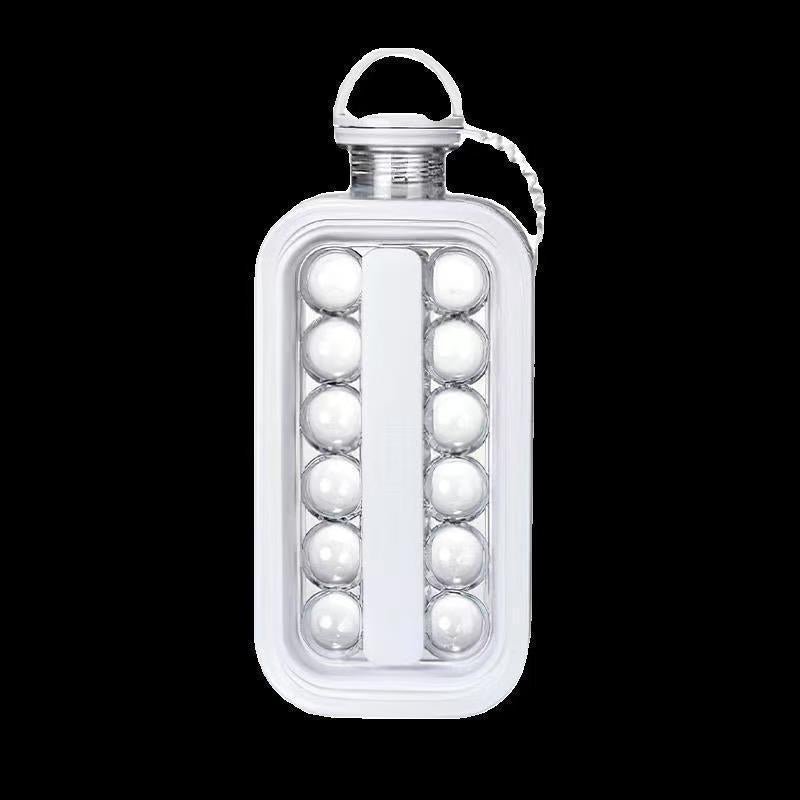 Bottiglia 2-in-1 portatile e pieghevole per sfere di ghiaccio – Stampo in silicone e borraccia per cocktail, viaggi e palestra