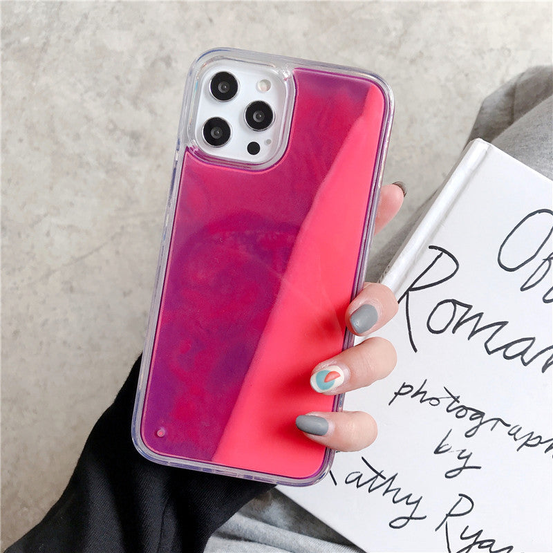 Solid Color Liquid Sand Case for iPhone 17 Pro Max, Glow-in-the-Dark Protective Cover for Apple 16, 15, 14