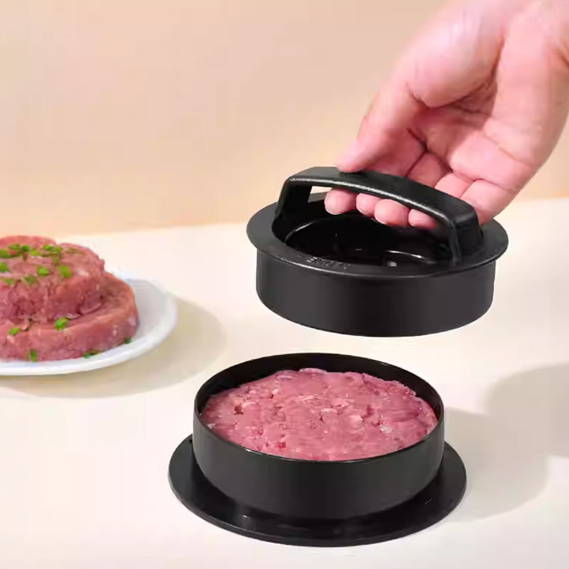 Utensile da cucina manuale 3 in 1: pressa per hamburger, hamburger di manzo rotondi e polpette.