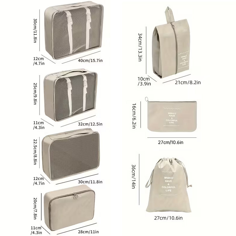 7PCS Cubi di imballaggio per valigia – Organizer da viaggio e set di borse portaoggetti, elementi essenziali per il bagaglio