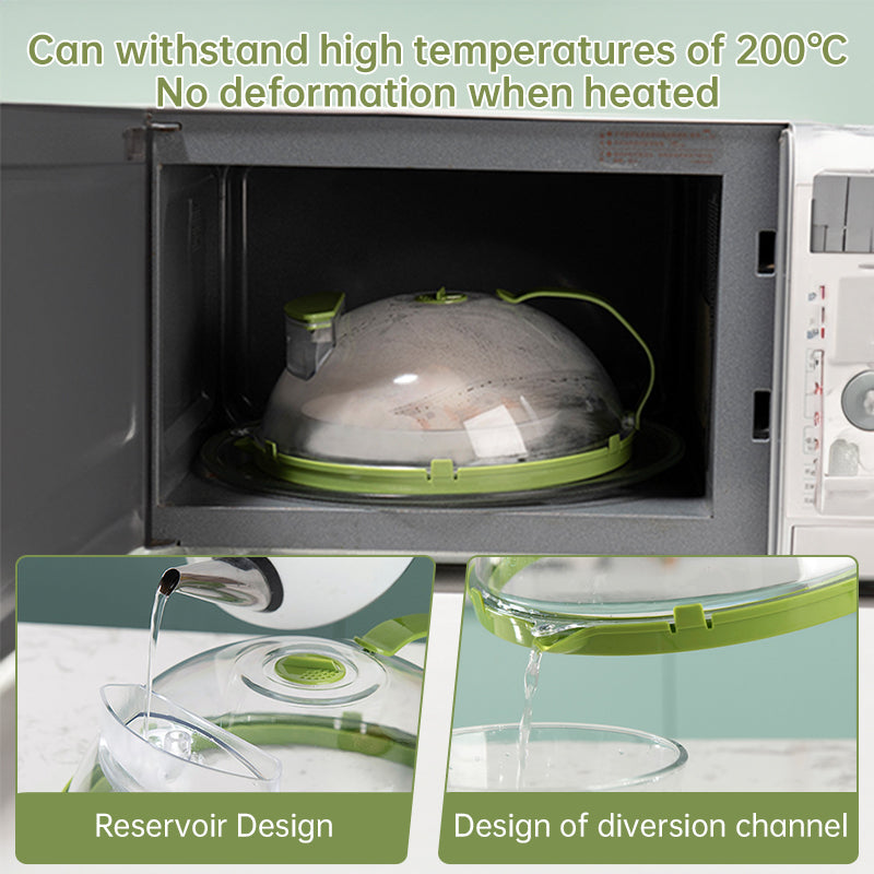 Coperchio per microonde trasparente, con funzione vapore e manico, diametro 25 cm (10 pollici), adatto a piatti – Accessorio da cucinat