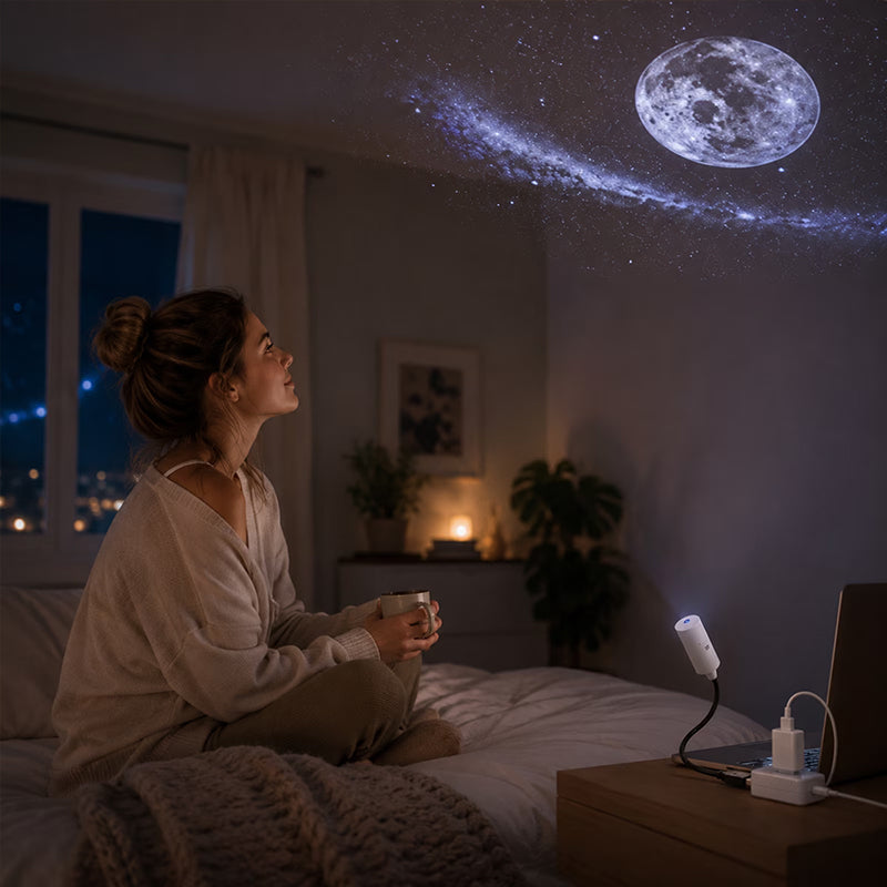 Proiettore di stelle USB – Plug & Play, motivi intercambiabili per camera da letto e soggiorno